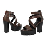 Spring and Summer New Model Fashion Chunky Heel Women's Sandals Open-toe Buckle Platform Sexy Party Women's Shoes High 11cm