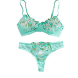 Womens Embroidered Bralette Lingerie And Panty Set Floral Design Soft Stretch Fabric Comfortable Everyday Underwear