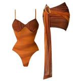 Push Up One Piece Swimsuit With Cover Up Sexy Swimwear Women 2026 Patchwork Swim Suits Female Bikinis Sliming Bodysuit Beachwear