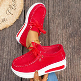 Red Chunky Platform Sneakers Women Comfortable Non Slip Thick Sole Casual Shoes Woman Plus Size 43 Lace Up Sport Shoes Female