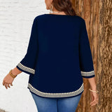 Women's Casual Printed Three Quarter Sleeve Shirt Tops Large Size Women's Tops Loose and Comfortable