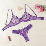 Sexy Lace Lingerie Bra And Panty Sets Women Underwear Flower Embroidery Bralette Set