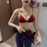 MOYISU Desire Sexy Girl Underwear Front Buckle Thin Shoulder Triangle Cup Thin Back Without Underwire Sexy Simple Bra Small Bra