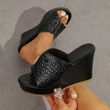 Women's Gold Wedges Sandals Summer 2026 Fashion Peep Toe Thick Platform Sandles Women Plus Size 42 Chunky Heels Slippers Woman