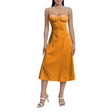 Women Summer Solid Color Long Dress Sleeveless Bandage Party A-line Dress for Cocktail Nightclub Beach