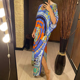 2026 New Colorful Kaftan Tunic Beach Dress Beach Wear Beachwear Beach Cover Up Cover-upsLoose Maxi Dress Female Women V4428