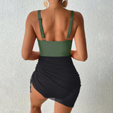 2026 Sexy Swimsuit One Piece V-neck Drawstring Swimwear Women Bathers Bathing Swimming Swim Suit Female Beachwear XXL