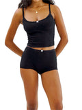 2 Piece Sets Women's Solid Color Bow Camisole Tops and Shorts Sets Summer Casual Loungewear