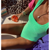 2026 Sexy Women One Piece Swimsuit Swimwear Female Solid Push Up Thong Bather Bathing Suit Monokini Brazilian Swimming Suits