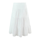 New Style Vacation Casual Long Skirt Half Transparent Lace Trimmed Mesh Splicing Hollow Embroidery Fairy Long Skirt Elegant TGER