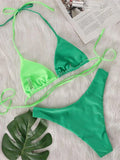 Splicing Halter Diamond Rhinestones Bikini Female Swimsuit Women Swimwear Two-Pieces Bikini Set Bather Bathing Suit Swim V6467