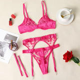 Sexy underwear French ultra-thin embroidered love mesh bra big breasts showing small sexy underwear set
