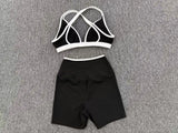 Summer Yoga Set 2Pcs Women's Tracksuit Back Cross Sports Bra Sportswear High Waist Butt-Lifting Fitness Pants Workout Top Suit