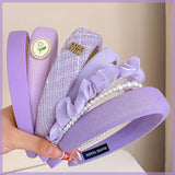 Purple Series Sponge Headband for Woman Elegant Temperament Wide Brim Hair Band Fashion Girl Makeup Headband Hair Accessories
