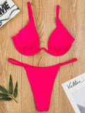 Sexy Push Up Underwired V-bar Bikini Women Swimsuit Female Swimwear Two-pieces Bikini set Micro Thong Bathing Suit Swim Lady