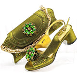 doershow  Italian Shoe and Bag Set New 2024 Women Shoes and Bag Set In Italy olive Italian Shoes with Matching Bag HMP1-16