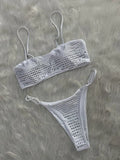Sexy two-piece bikini high temperature perm sequined women's swimsuit beach vacation swimwear