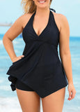 DEKA Deep V Neck Tankini Set Sports Plus Size Bikini Large Swimsuit Female Shorts Swimwear Swimming Beach Wear Bathing Suit
