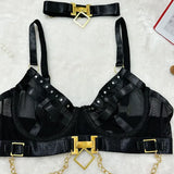 Toucheart Erotic Underwear Mesh See-through Patchwork Metal Chain Hot Girls Sexy Seductive Coquette Nightclub Party Dance Suit