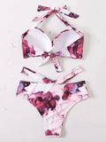Sexy Push Up Bikinis 2026 Women High Waist Swimsuit Solid Halter Swimwear Female Bathing Suit Swimming Summer Beachwear XXL