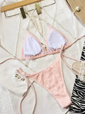 2026 New Sexy Bikini Women Swimwear Swimsuit Triangle Pearls Chain Backless Solid Beach Bikinis Set Bathing Suit Banadores Mujer