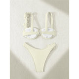 Sexy 3D Flowers Underwired Bikini Women Swimwear Female Swimsuit Two-Pieces Bikini Set Brazilian Bather Bathing Suit Swim V7970
