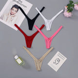 4PCS Thong Sexy Low Waist Mini Panties Deep V Thong Women's Breathable One Line Bikini Bottom Thong Female Panty Women Underwear