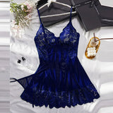 Summer Sleep Shirts Sexy Lingerie Women Mesh Nightgown Exquisite Ultra-thin Lace Embroidery Pajamas Hot Sleepwear With Thongs