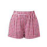 Summer Women's Loose Plaid Shorts Elastic Waist Wide Leg Shorts with Pockets Daily Lounge Casual Going Out Short Pants