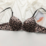 New leopard print European and American 3/4 cup lingerie paired with thong sexy women's underwear set push up bra B2087