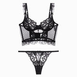 Summer French Lace Bralette Beach Set Sheer Ultra Thin Embroidered Waistcoat Thong See Through Light Support AU S-XL MOYISU BC