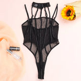 Toucheart Erotic Bodysuit Net Clothes Halter Lace See-through Skinny Backless Sissy Premium HotSeductive Women Coquette Bodysuit