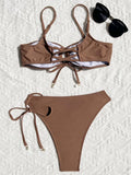 S - XL Asymmetric Wrinkled Hollow Out Bikini Women Swimwear Female Swimsuit Two-pieces Bikini Set Bather Bathing Suit Swim Lady