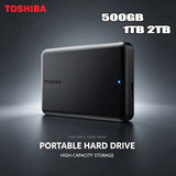 For Toshiba A5 Series Small Black Portable Hard Drive, High-Speed Gen1, 500GB/1TB/2TB/4TB, Compatible With Mac for Data Storage