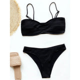 New Sexy Wrinkled Mid Waist Padded  Bikini Women Swimwear Female Swimsuit Two-Pieces Bikini Set Bather Bathing Suit Swim V3163