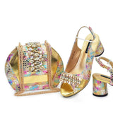 Doershow  African fashion Italian Shoes And Bag Sets For Evening Party With Stones SILVER Italian Handbags Match Bags! HFG1-1