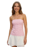 Women's Summer Strapless Vest Stylish Striped Sleeveless Open Back Tube Tops for Party Date Night Wear