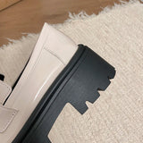2025 Bowknot Decor Platform Loafers Women Fashion High Heel Jk Pu Leather Shoes Woman Korean Slip On Thick Sole Shoes Female