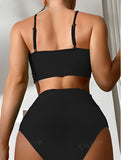 2026 High Waist Bikini Women Strappy Swimwear Female Sexy Swimsuit Solid Bathers Bathing Swimming Swim Suit Beachwear Summer