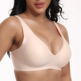 Pink Leopard Deep V Jelly Bras Wireless Comfortable Bra Supportive No Underwire Bras Tshirt Push Up Bralette Plunge Seamless Bra