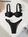 Sexy 3D Flowers Underwired Bikini Women Swimwear Female Swimsuit Two-Pieces Bikini Set Brazilian Bather Bathing Suit Swim V7970