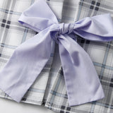 Women Sleepwear Long Sleeve Bow Tie Front Plaid Tops with Elastic Waist Pants Loose Fall Winter 2 Pieces Pajamas Sets