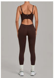 Summer Sports Overalls Women Gym High Stretch Back Zipper Yoga Jumpsuit Tight Hollow Out Slim Hip Lifting One Piece Bodysuit