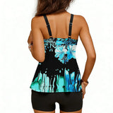 2026 Printed Tankini High Waist Strappy Swimsuit Women Two Pieces Swimwear Female Bathers Swimming Bathing Swimming Swim Suit