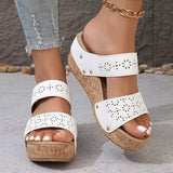 2025 Summer Platform Wedges Sandals Women Vintage Hollow Out Thick Bottom Slippers Woman Comfortable Non Slip Rome Shoes Female