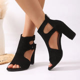 Fashion Square Toe Open Toe One Strap Non-slip Wear-resistant Temperament High Heels Women's Block Heel Sandals