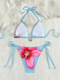 Floral Flower Printed Halter Bikini Women Swimwear Female Swimsuit Two-pieces Bikini set Strappy Bather Bathing Suit Swim K7312