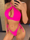 Cut Out Halter Bikini Female Swimsuit Women Swimwear Two-pieces Bikini set Padded Strappy Bather Bathing Suit Swim Lady V3423