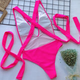4 Colors One-Piece Swimsuit Swimwear Women Solid Sexy Deep V-neck Bathing Suit Beachwear High Elastic Straps Maio Feminino Praia