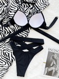 DEKA Sexy Solid Push Up Strapped Bikini Set Tied High Waist Thong Swimsuit Women Swimwear Beach Backless Bathing Suit